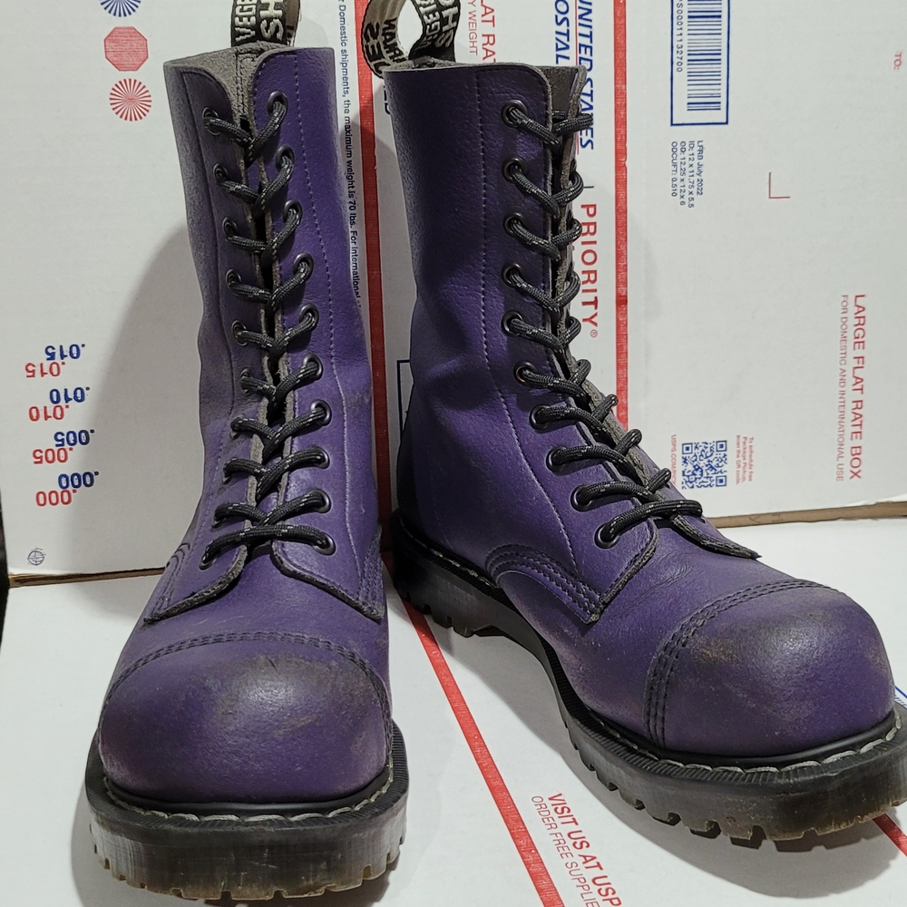 Purple Steel Toe Combat Boots